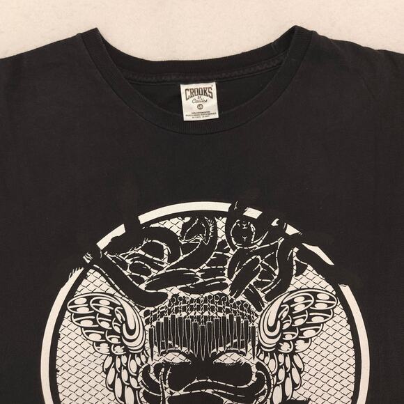 Crooks & Castles Casual Crew Neck Graphic T Shirt Mens Size Large L Black - Picture 1 of 10